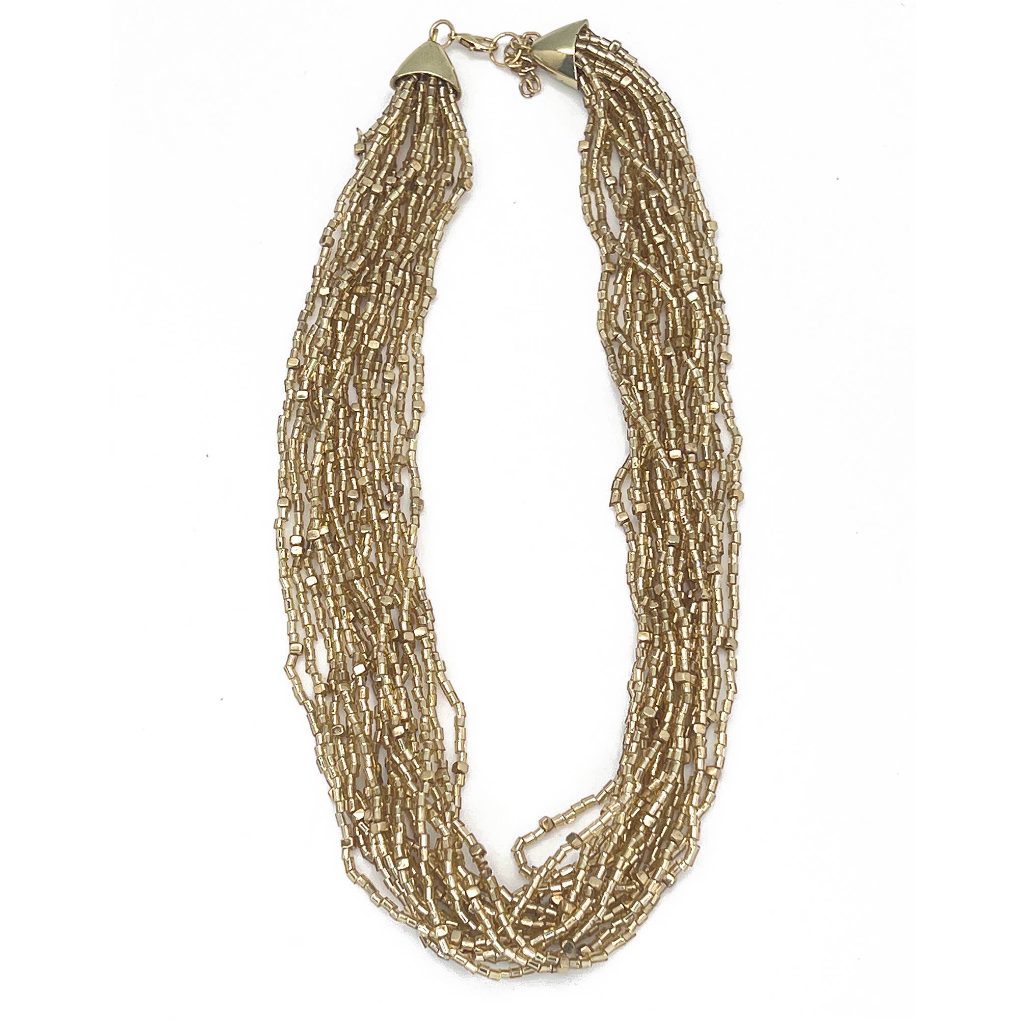 Seed Bead Multi-Strand Bib Necklace - Multiple Color Styles