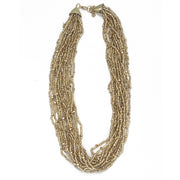 Seed Bead Multi-Strand Bib Necklace - Gold