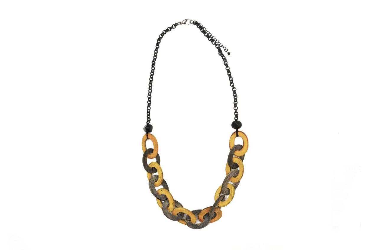 Omala Autumn Neutrals Collection Necklace - Grey/Yellow Link