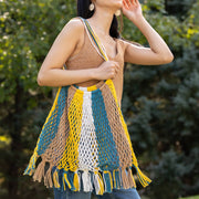 Gemma Bag - Cotton market tote - Blue and Yellow