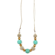 Sachi Turquoise Waters Necklace - Circles, Shells, Gold