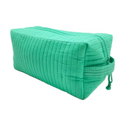 Aviva Collection - Quilted Solid Cotton Cosmetic Bag - Green