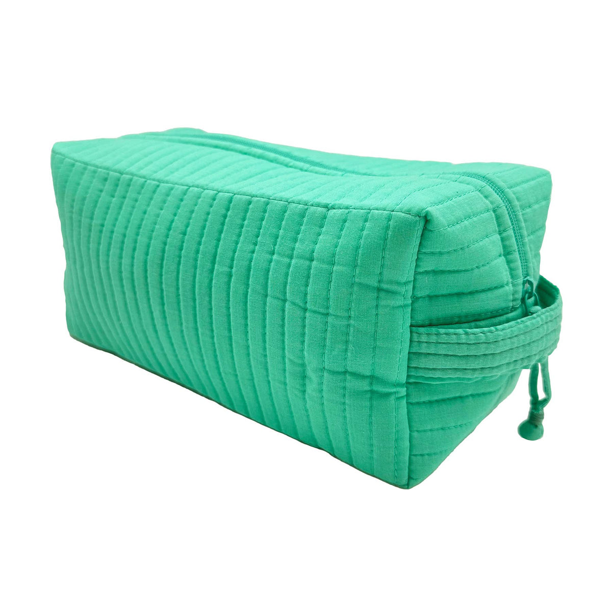 Aviva Collection - Quilted Solid Cotton Cosmetic Bag - Green