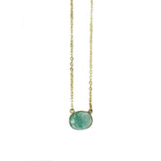 Gold Plated Necklace with Semi-Precious Stone - Amazonite