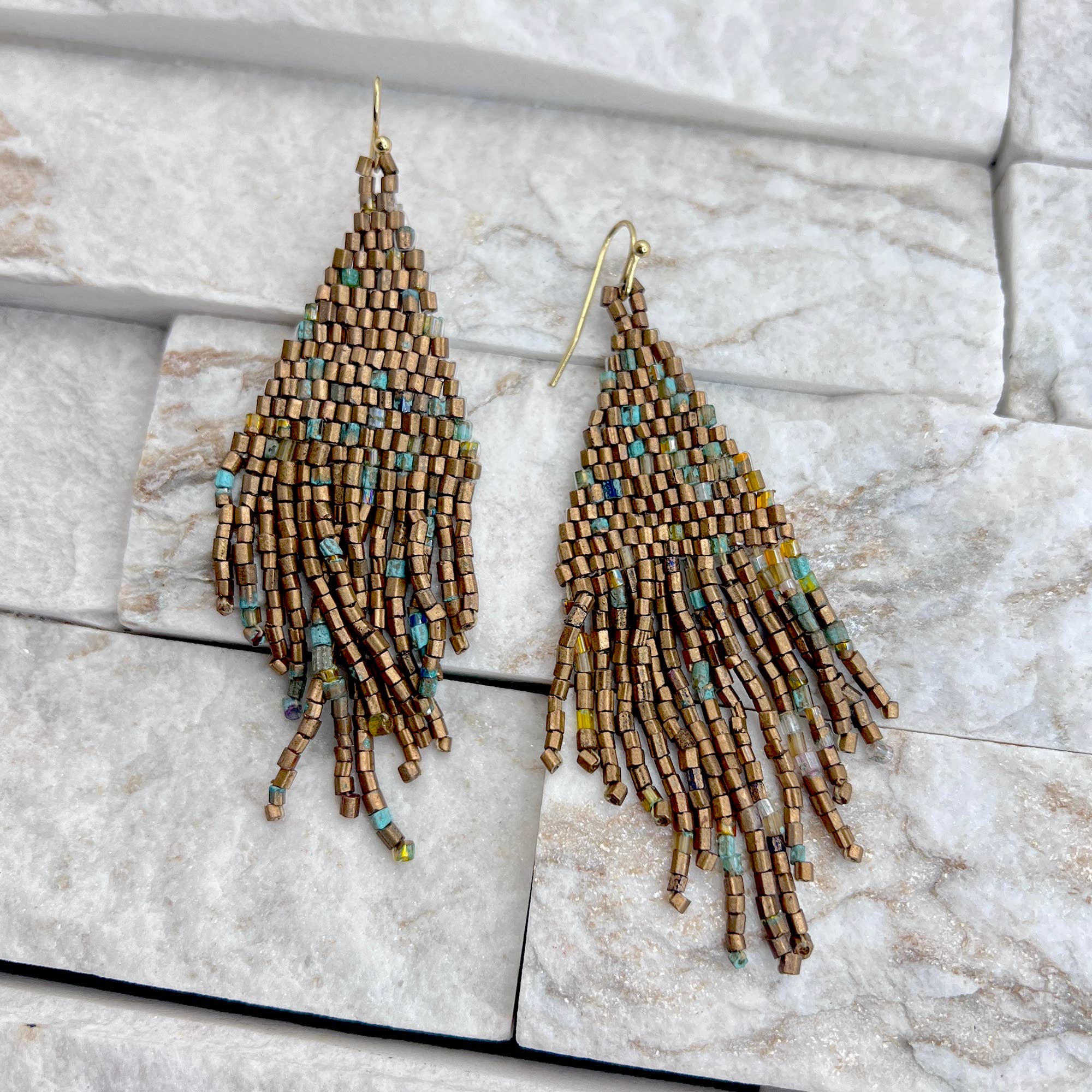 Seed Bead Fringe Earrings - Multiple Color Styles