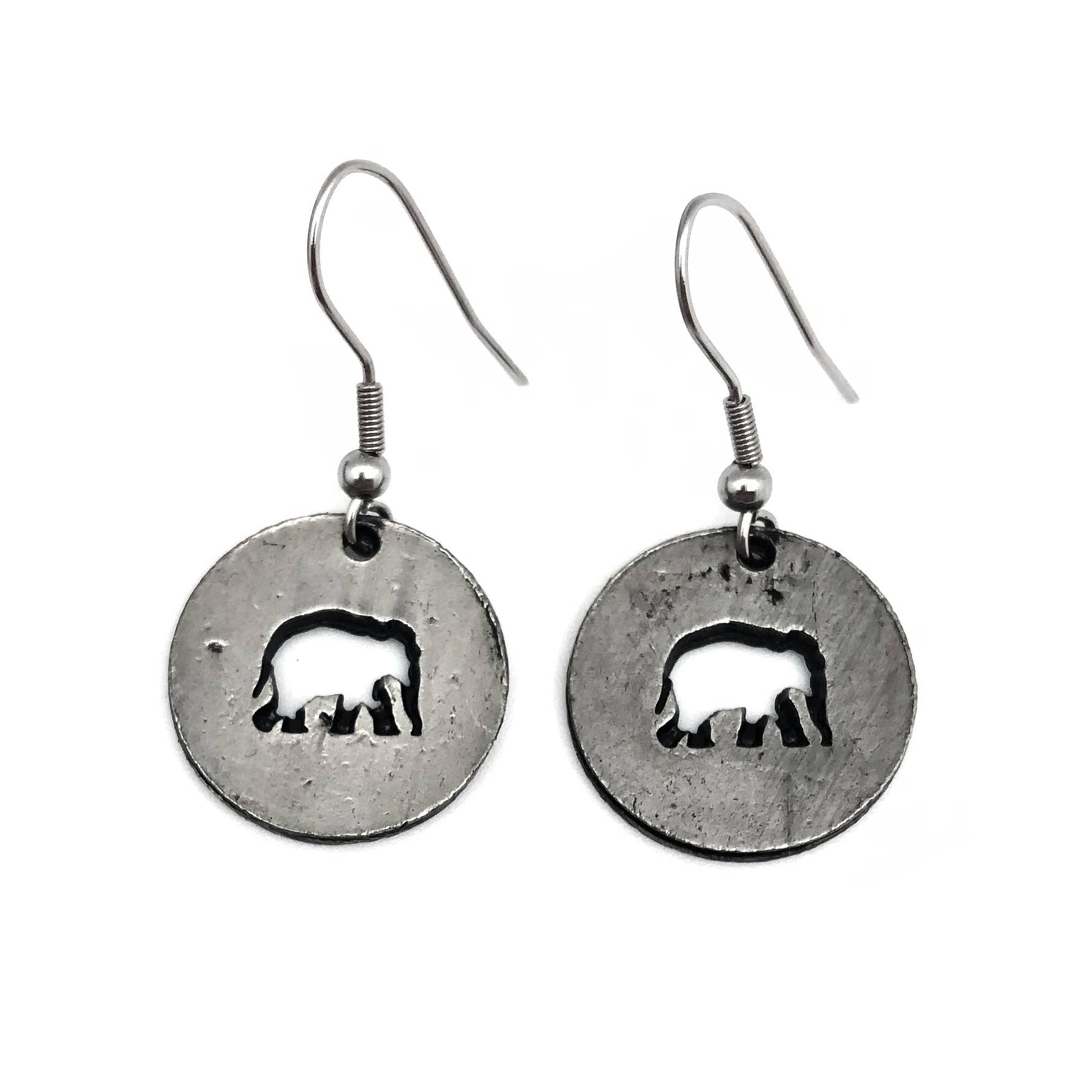Pewter Earrings - Elephant