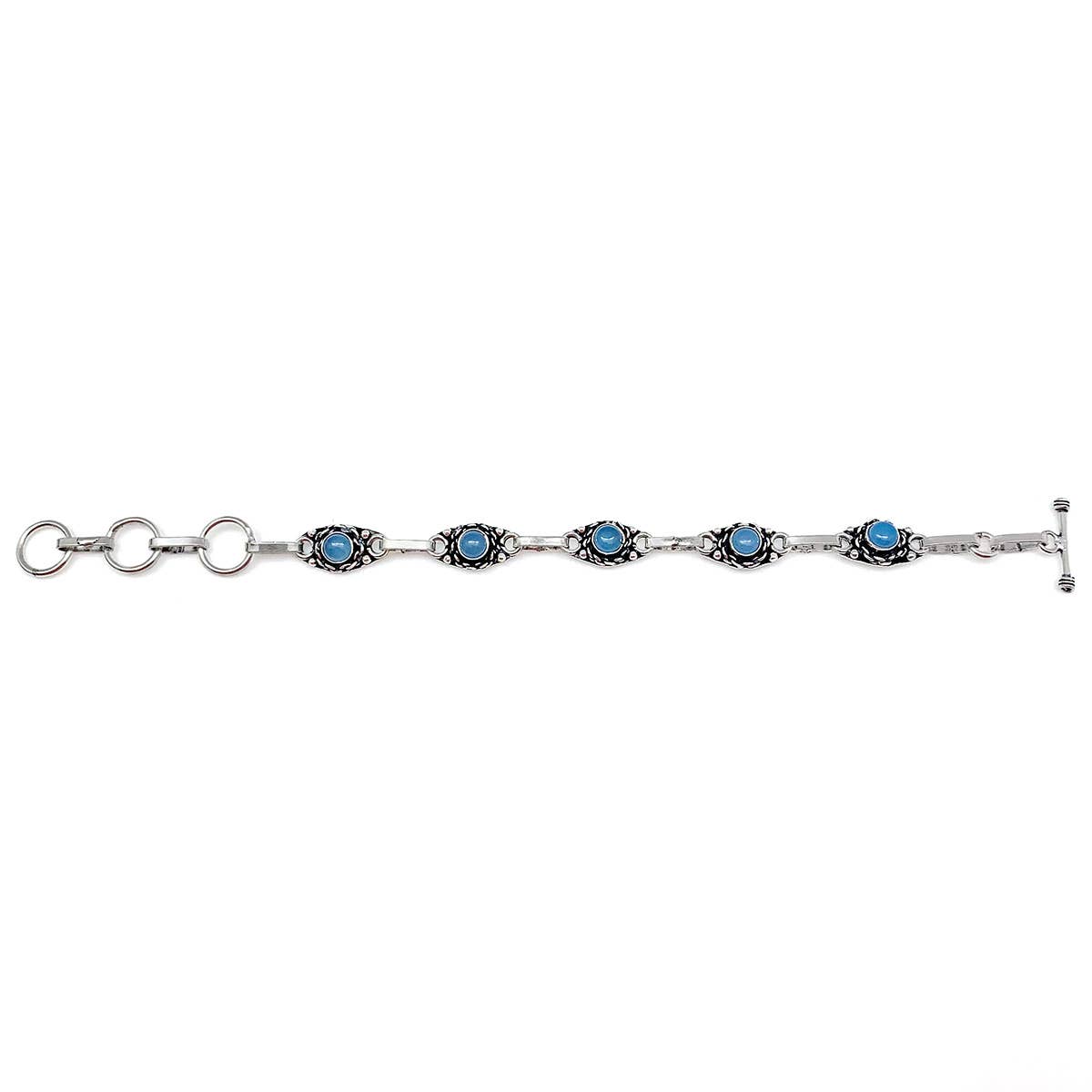 Tanvi Silver Link Bracelet - Chalcedony Circles