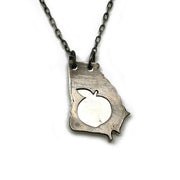 Home State Jewelry - Pewter Necklace - Georgia with Peach