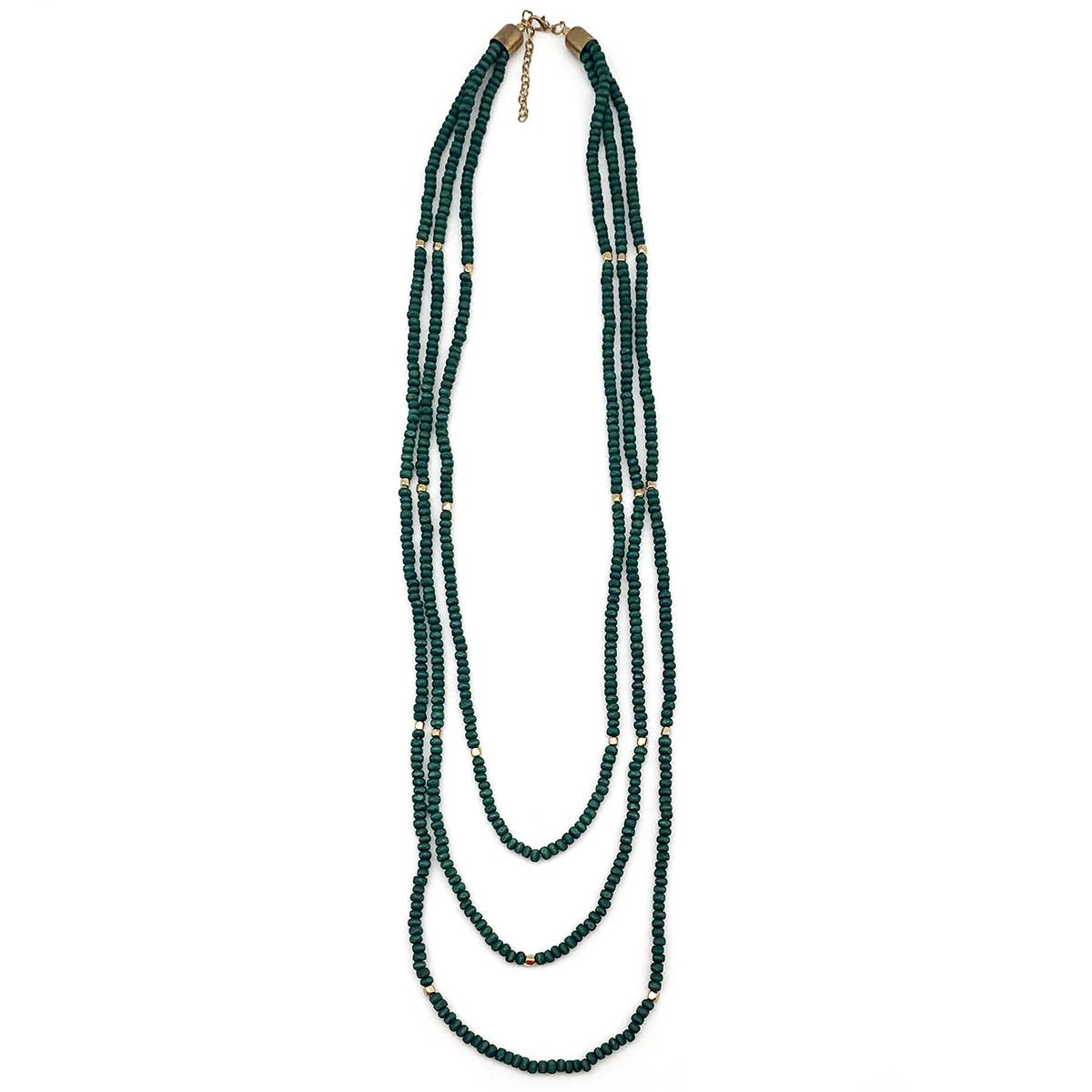 Sachi Chromatic Hues - Dark Green Long Multi-Strand Necklace