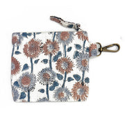 Quilted Block-Printed Travel Pouch - Teal Dandelion