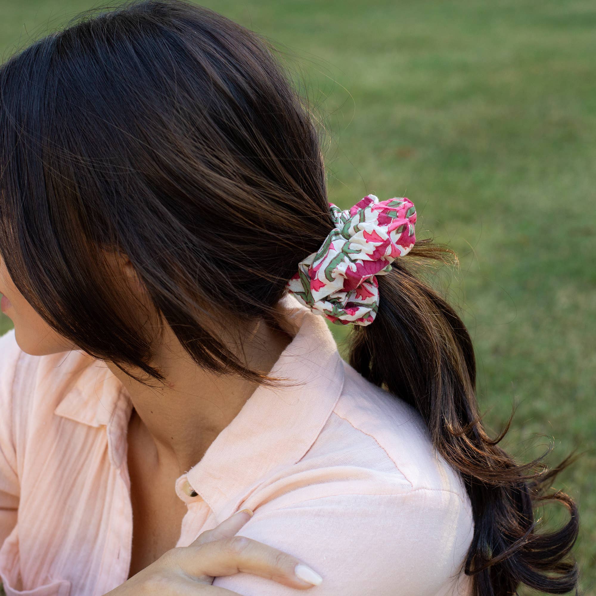 Block Printed Hair Accessories - Three Medium Scrunchies
