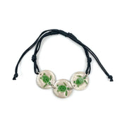Pewter Bracelet w/Color Enamel - Light Green/Cream Tortoise