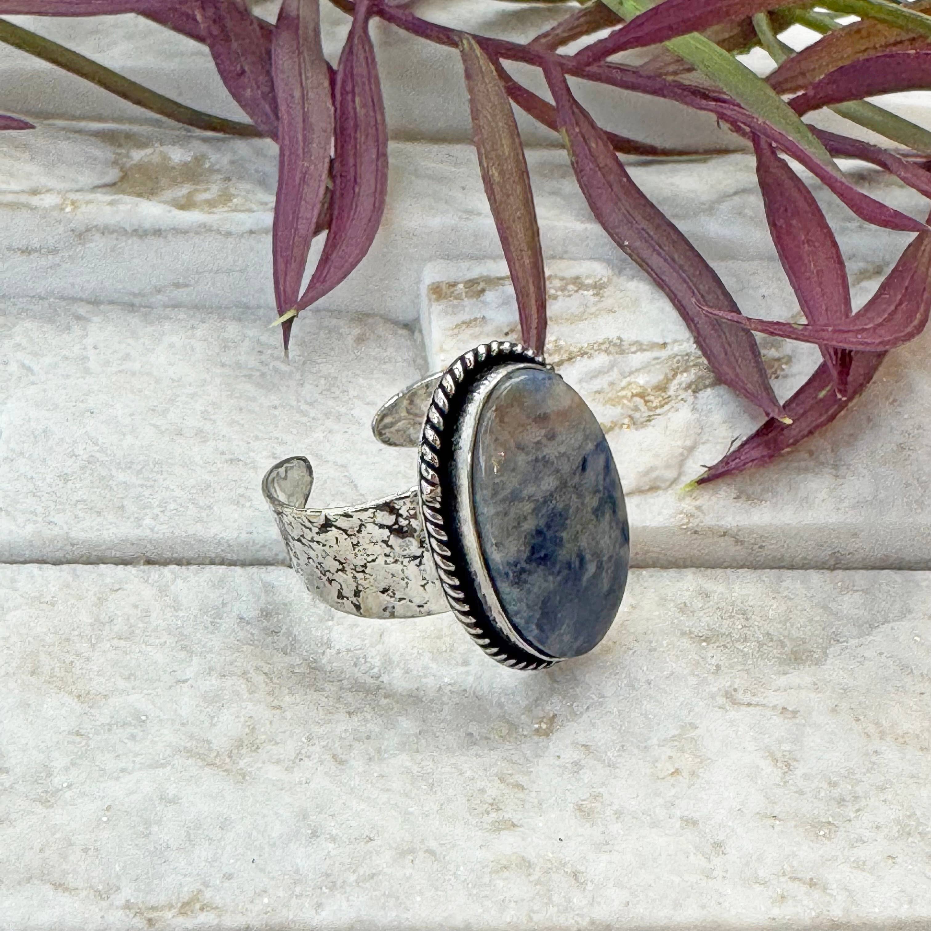 Handcrafted Kashi Semiprecious Stone Ring - Lapis