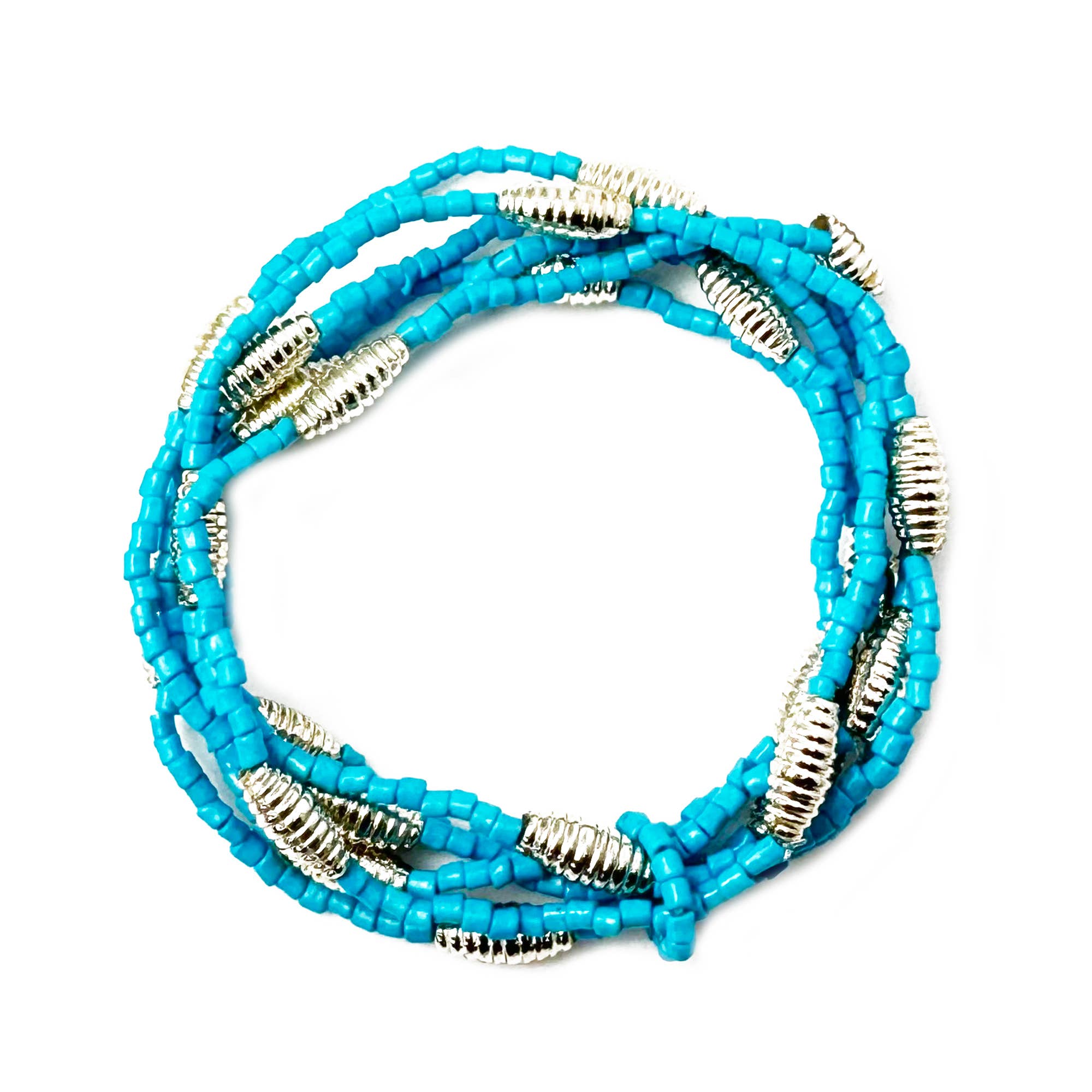 Seed Bead Stretch Bracelet - Ocean Blue