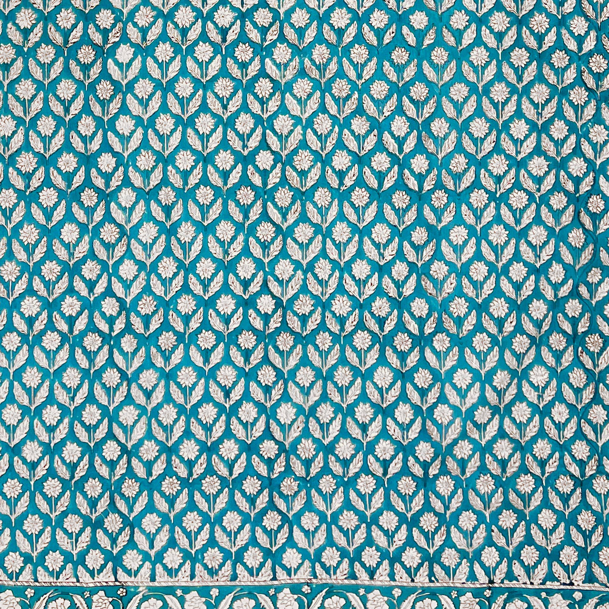 Handcrafted Cotton Sarong - Teal Floral Garden