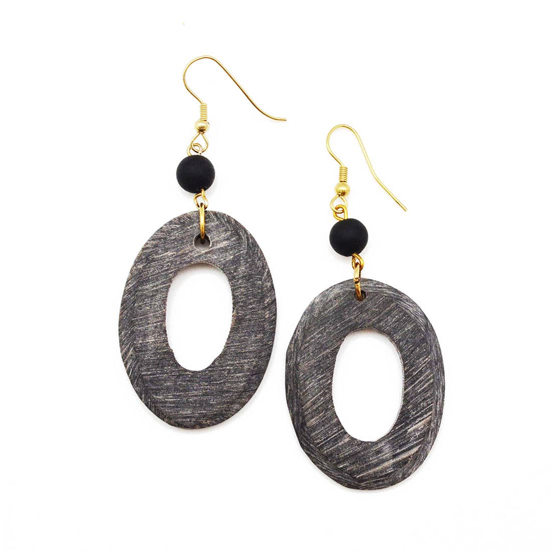 Omala Autumn Neutrals Collection Earrings - Oval and Bead