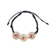 Pewter Bracelet with Color Enamel - Flamingo in Coral/Pearl