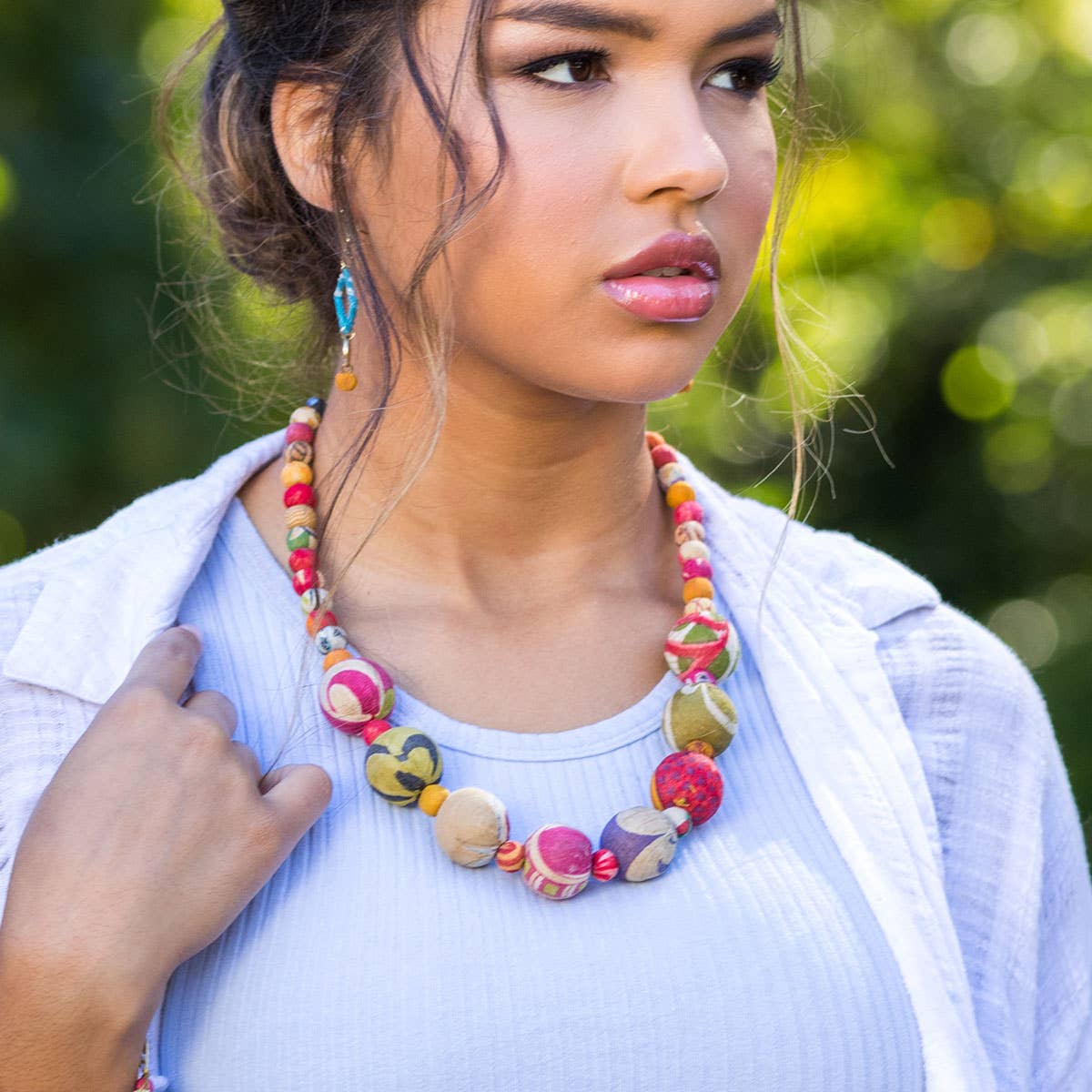 Aasha Large and Small Kantha Beads Handcrafted Necklace