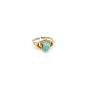 Tanvi Collection Ring - Gold Oval with Amazonite