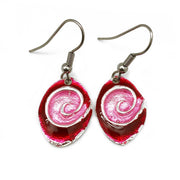 Pewter Earrings with Color Enamel - Red/Pink