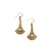 Tanvi Collection Earrings - Gold Fan with Moonstone