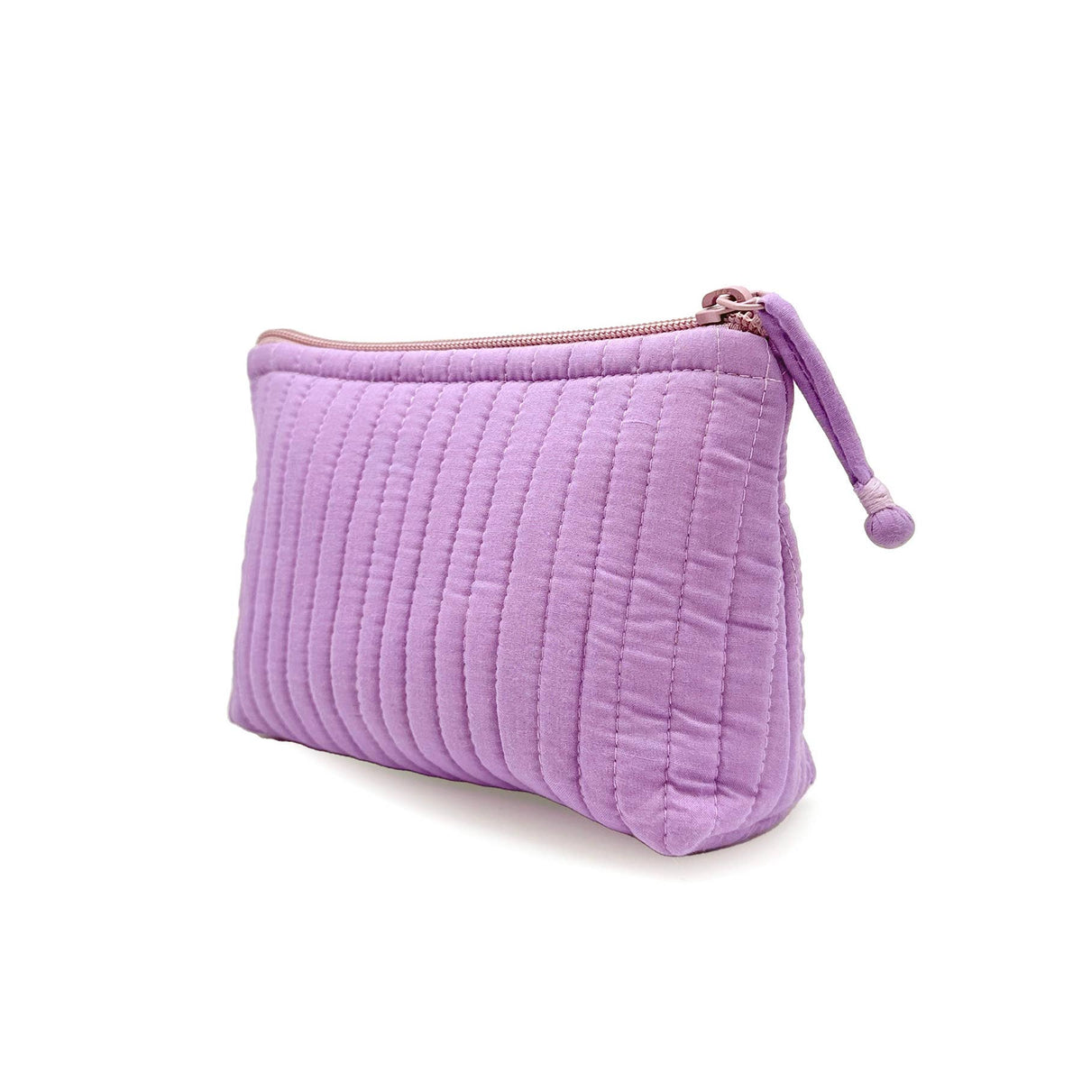 Aviva Collection - Quilted Solid Cotton Travel Pouch - Purple