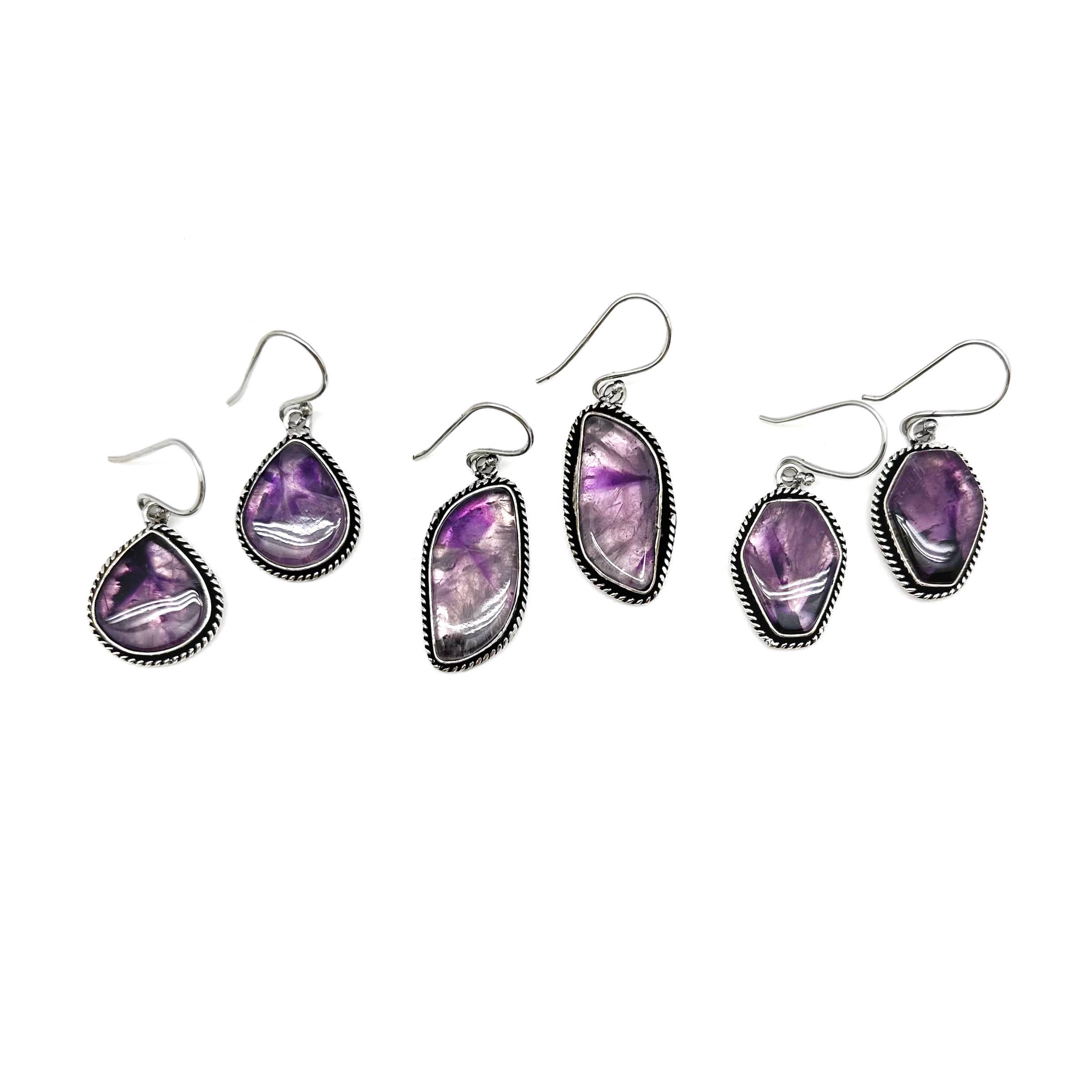 Handcrafted Kashi Semiprecious Stone Earrings - Amethyst