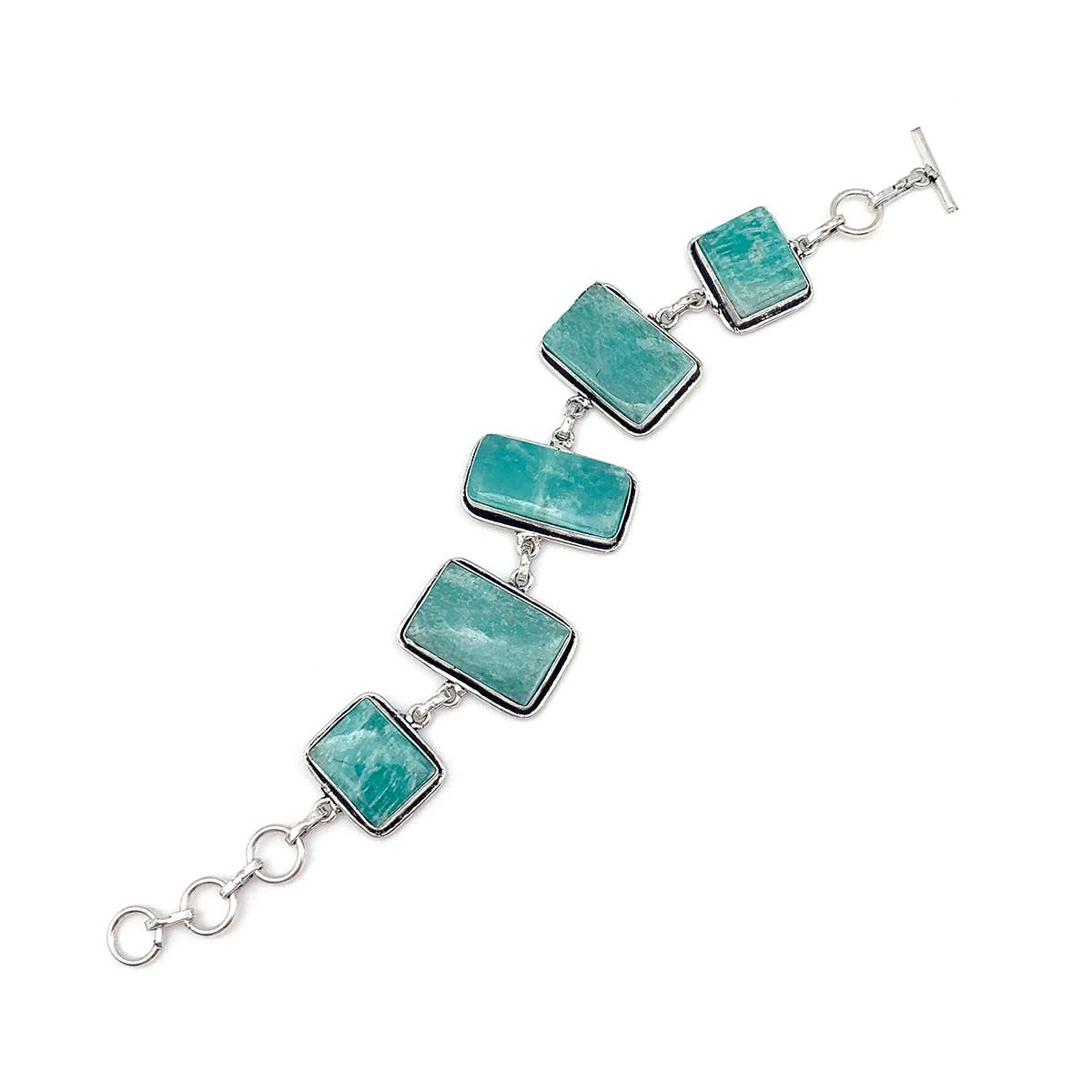 Handcrafted Semiprecious Stone Link Bracelet - Amazonite