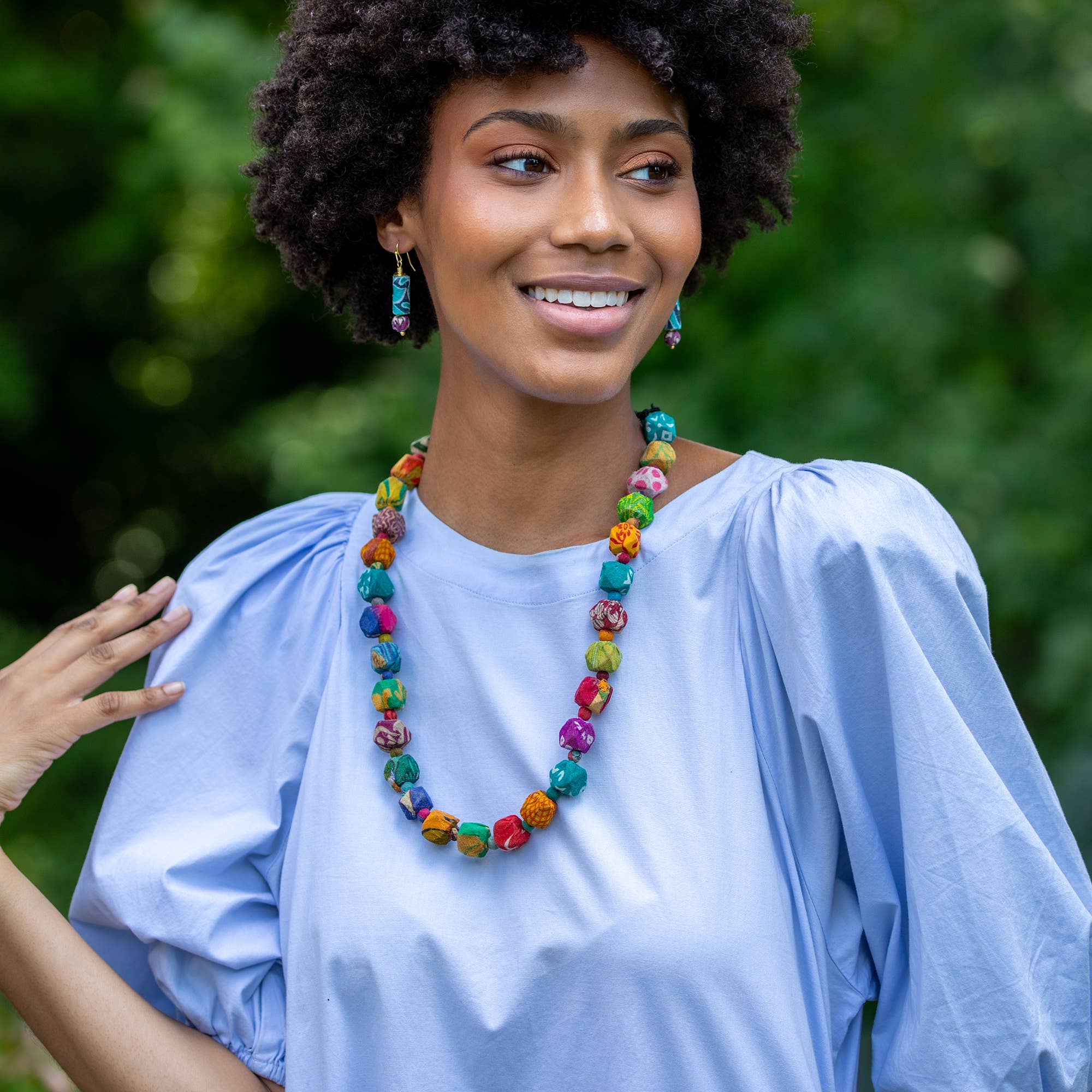 Aasha Hexagon Beaded Necklace