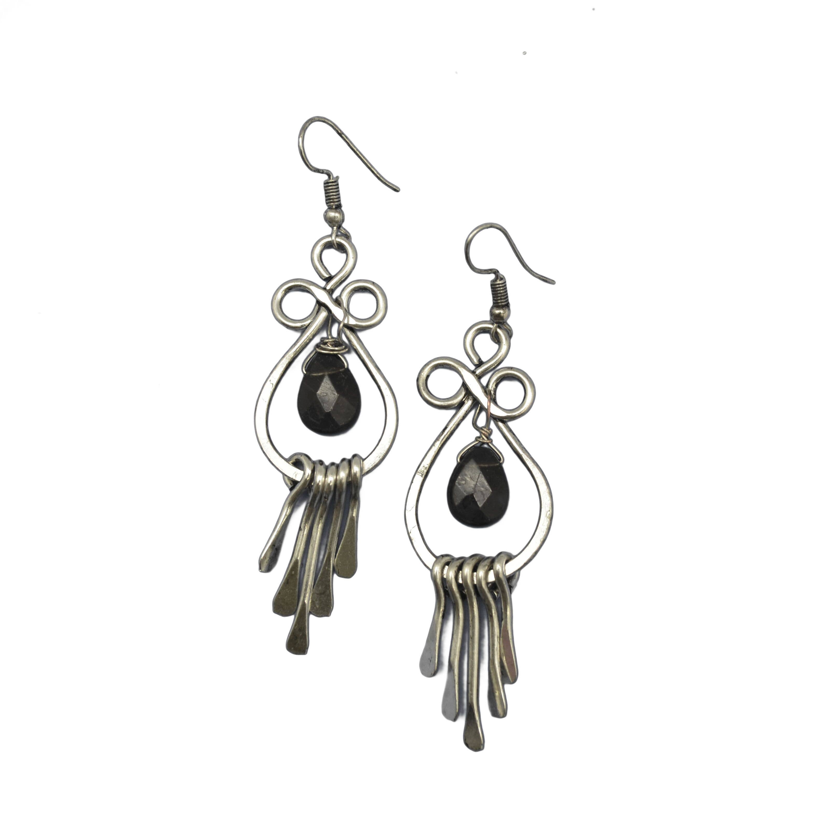 Banjara Fringe and Smoky Quartz Earrings