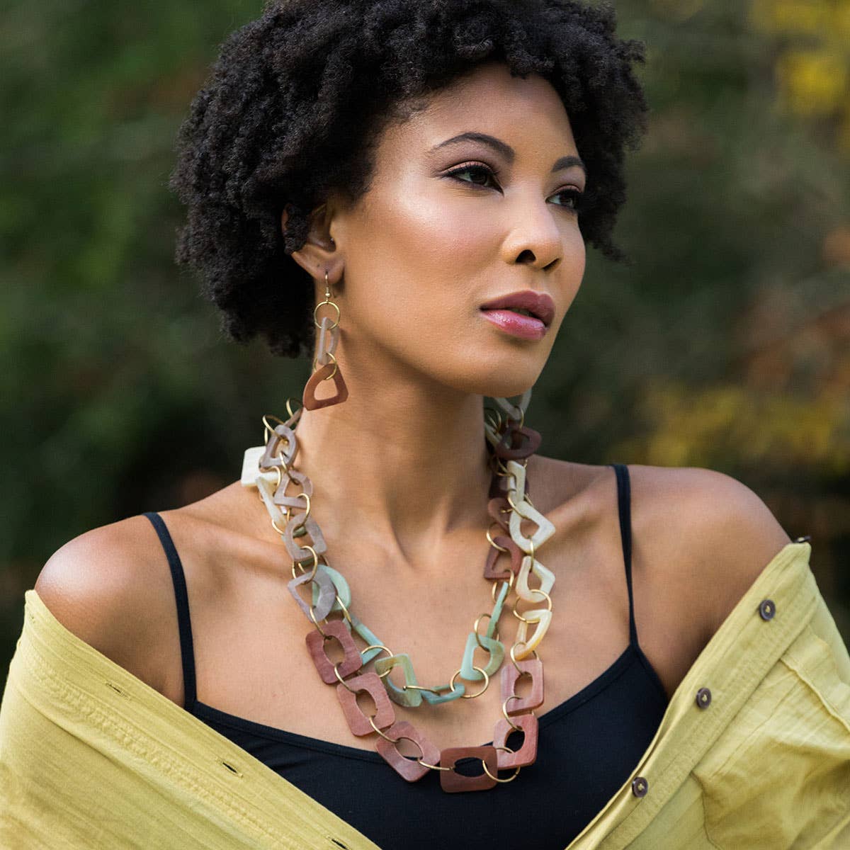 Omala Bohemian Neutrals Collection - Dual Layer Bib Necklace