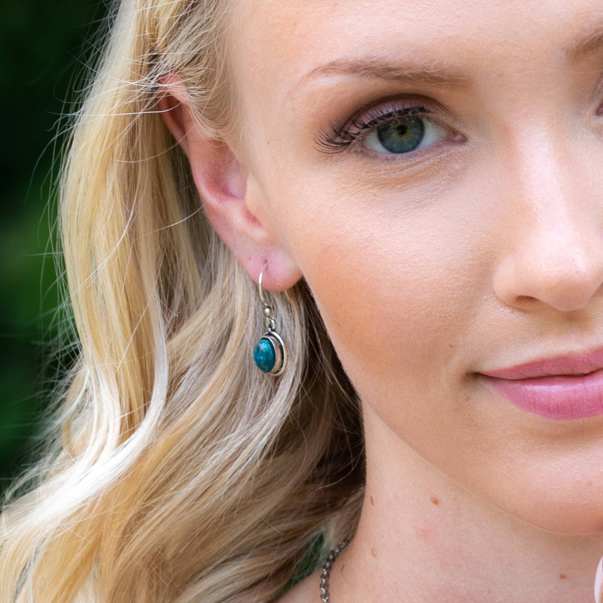 Handcrafted Semiprecious Small Stone Earrings - Apatite