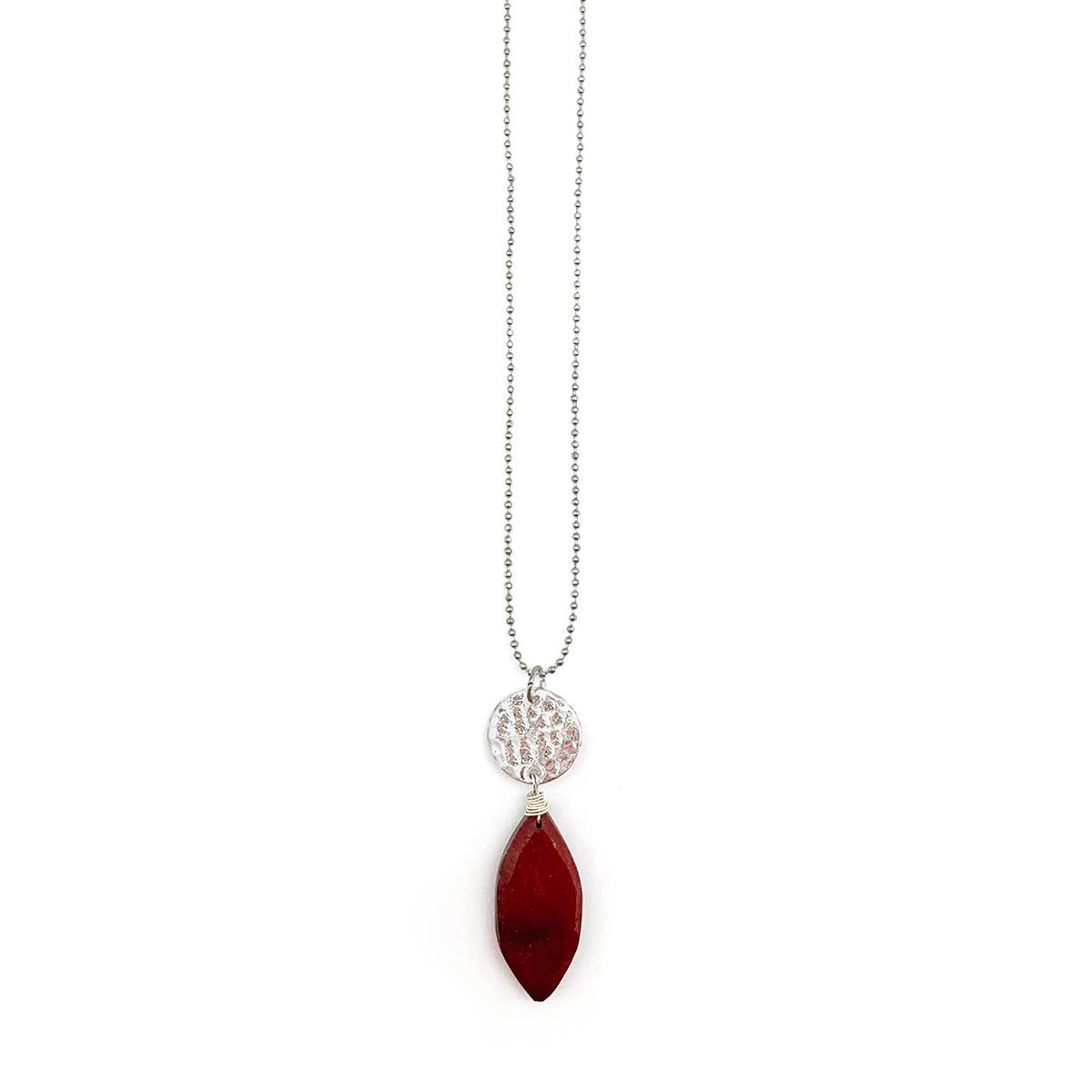 Akriti Silver and Large Faceted Mookite Necklace