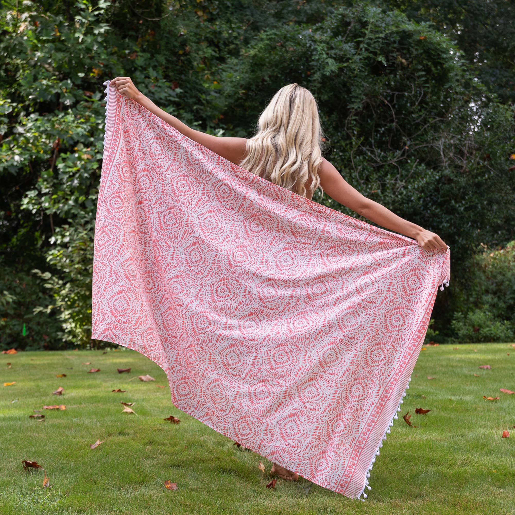 Handcrafted Cotton Sarong - Red Sunburst