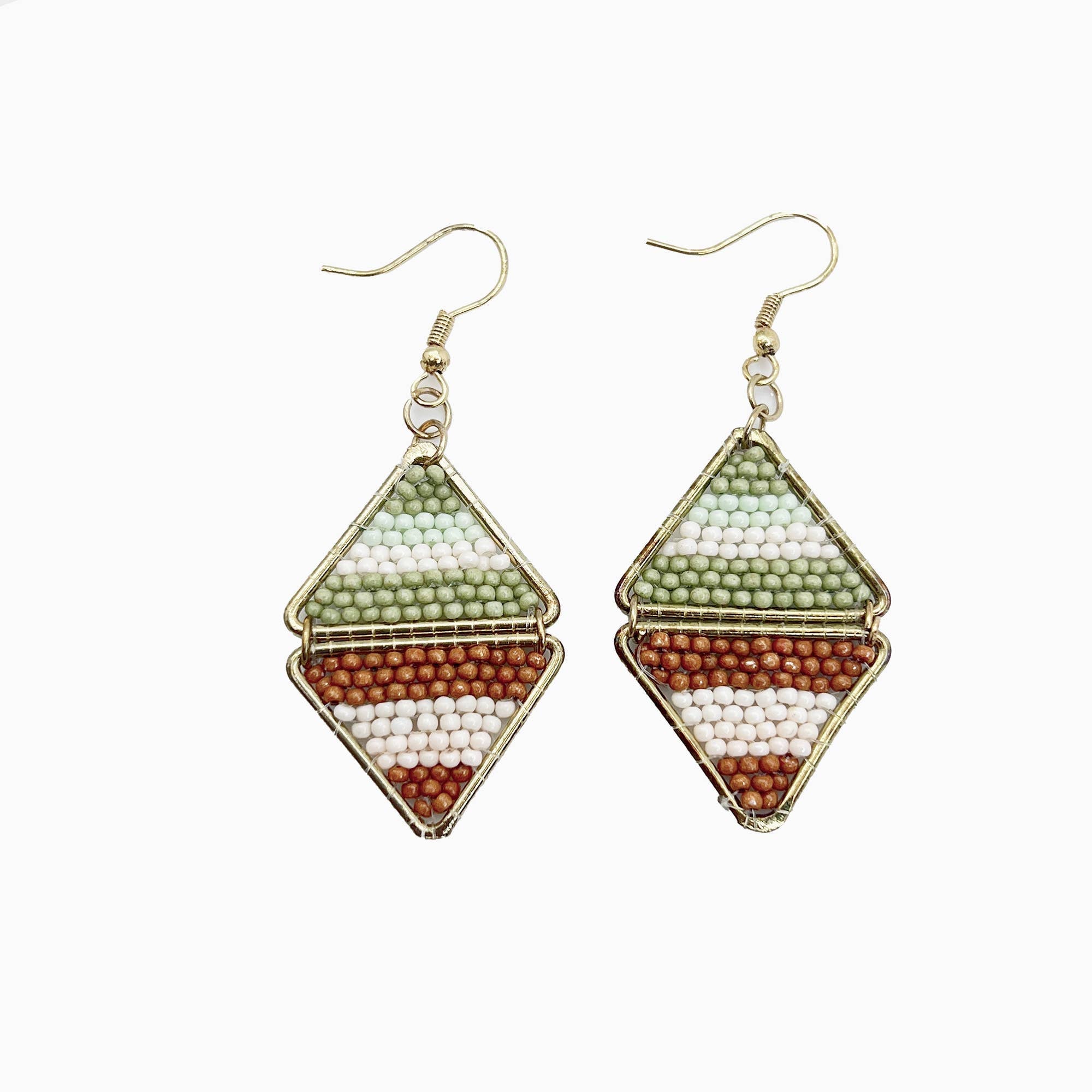 Seed Bead Layered Triangles Earrings - Multiple Color Styles