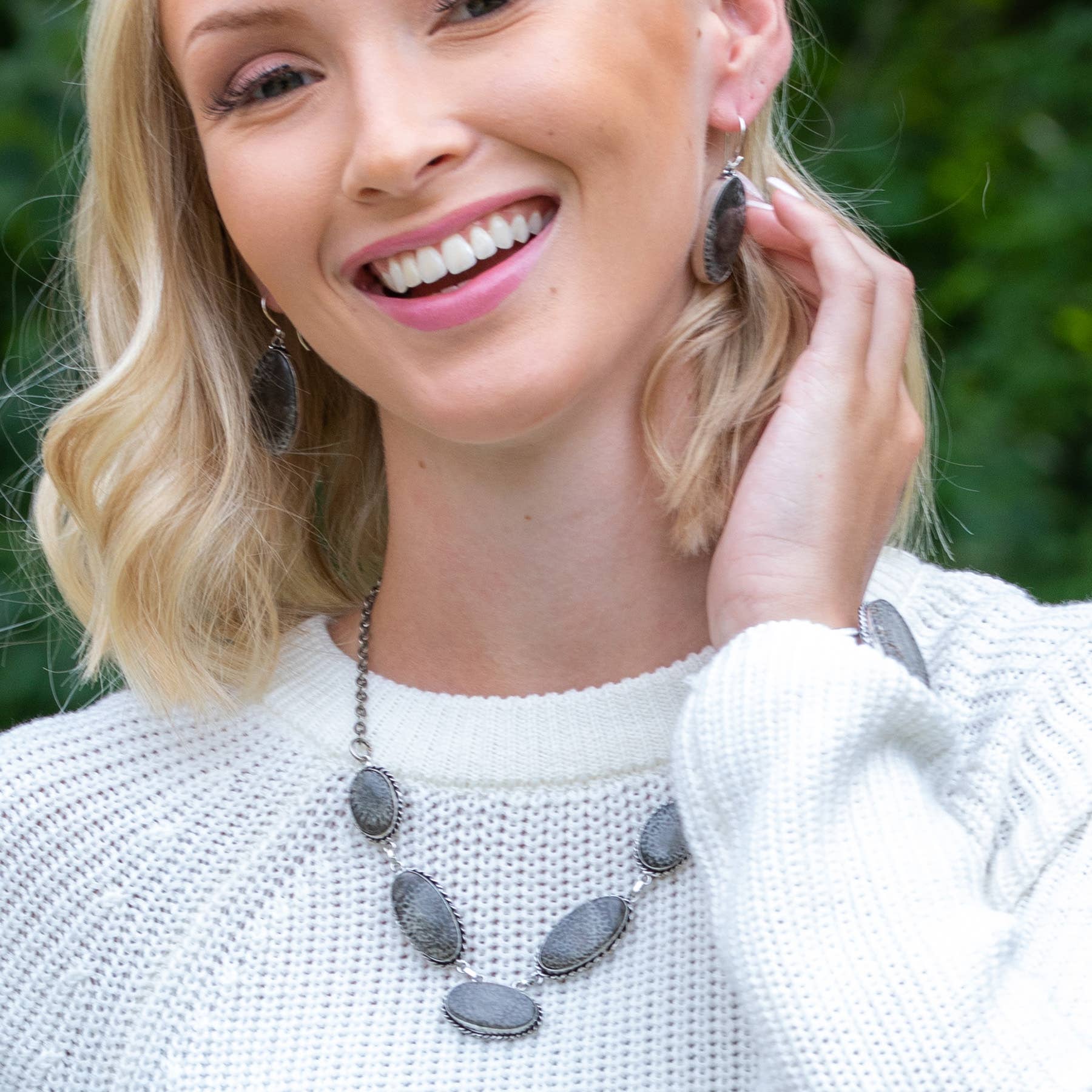Handcrafted Semiprecious Stone Necklace - Black Fossil Coral