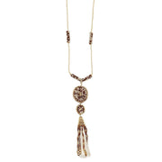 Sachi Coffee & Cream Collection Necklace - Beaded and Tassel