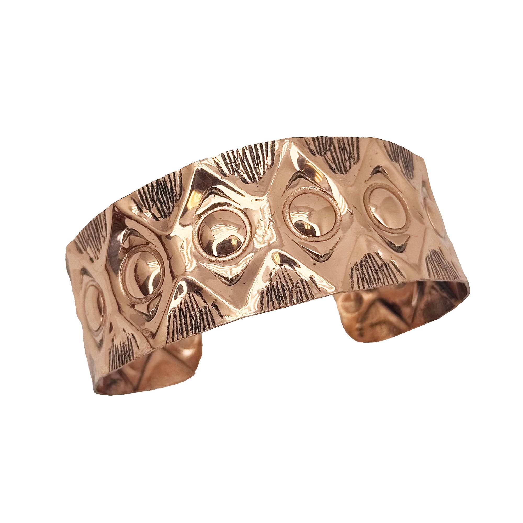 Handcrafted Tribal Eye Pattern Copper Cuff