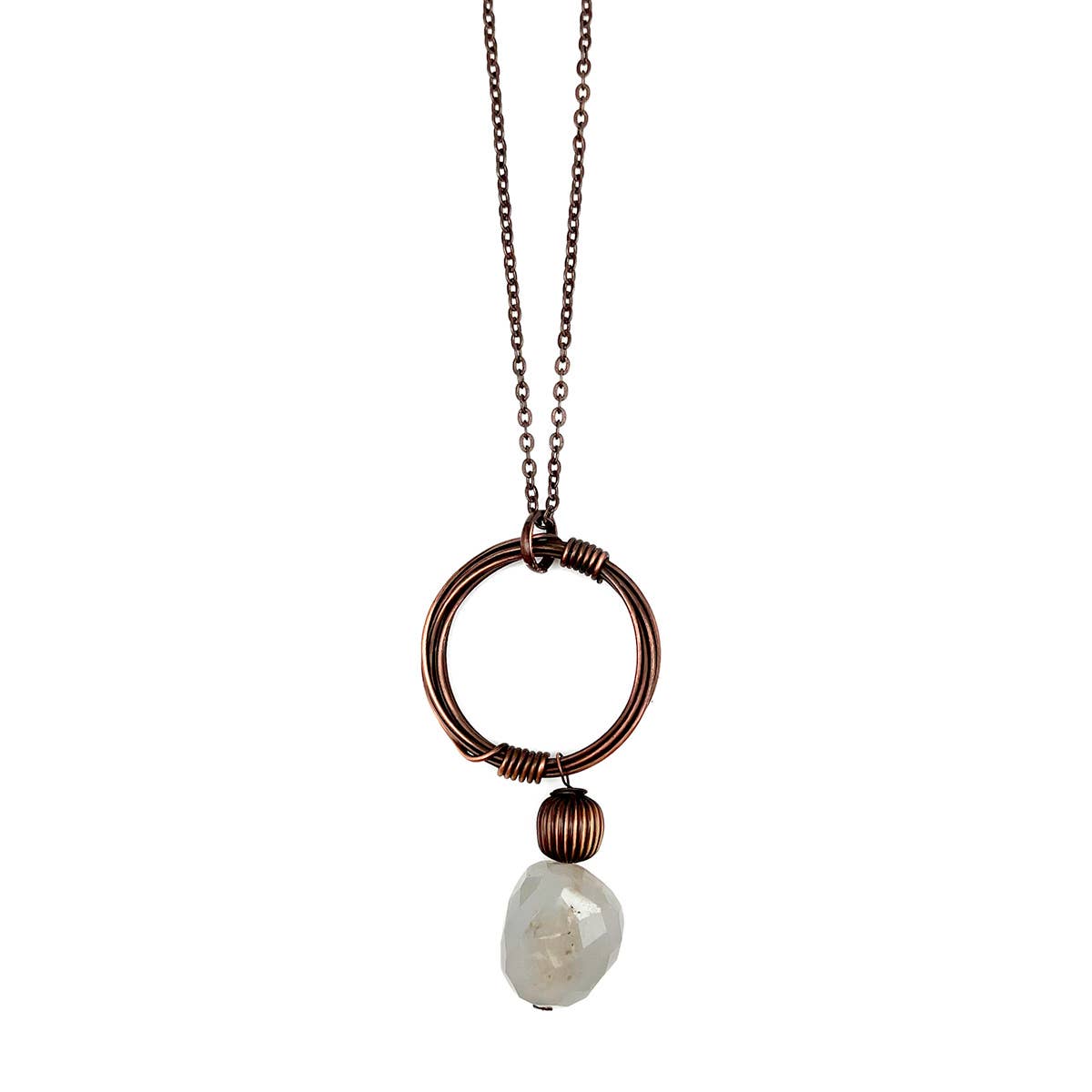 Banjara Antiqued Ring Necklace with Chalcedony Stone