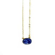 Gold Plated Necklace with Semi-Precious Stone - Sodalite