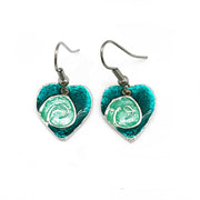 Pewter Earrings with Color Enamel - Teal/Aqua Heart