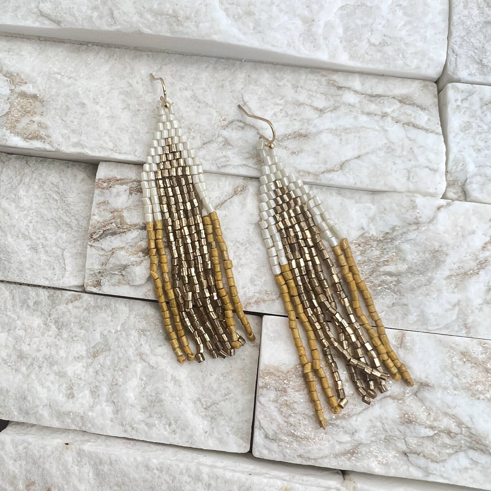 Seed Bead Cascades Earrings - Multiple Color Styles