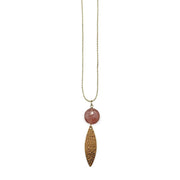 Akriti Gold and Medium Faceted Strawberry Quartz Necklace