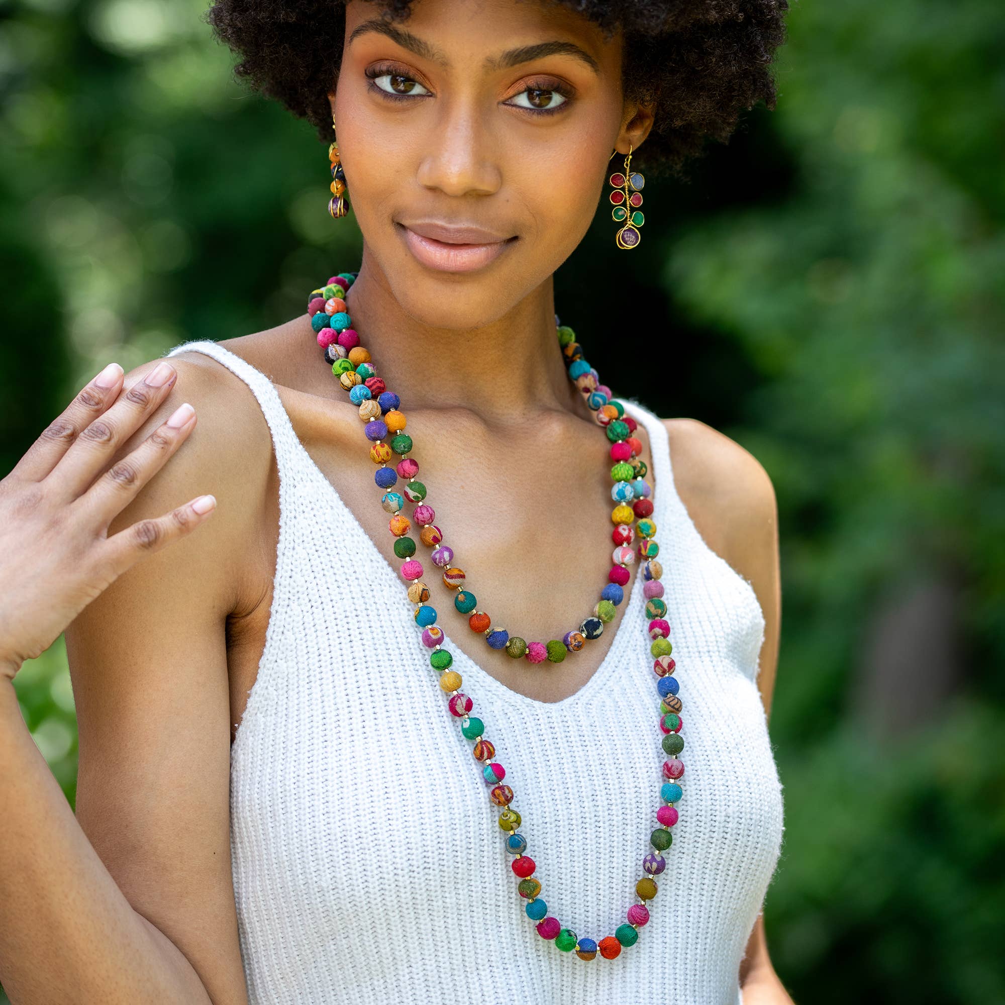 Aasha Beaded Wrap Layered Kantha Handcrafted Necklace