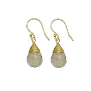 Gold-Plated Golden Rutile Teardrop Earrings