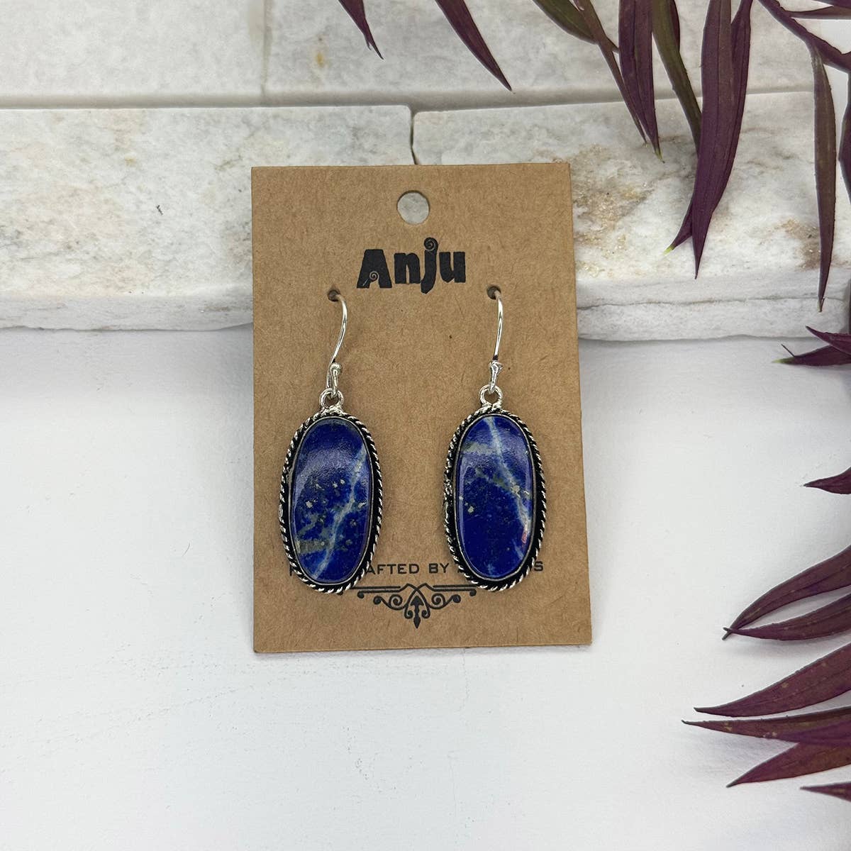 Handcrafted Kashi Semiprecious Stone Earrings - Lapis
