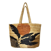 Capri Jute Bag with Tropical Prints - Sunset Banana Leaf