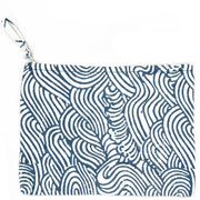 Handcrafted Canvas Pouch with Block-Printed Blue waves