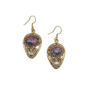 Mixed Metal and Ruby Zoisite Stone Earrings