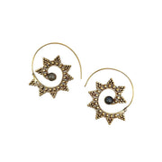Tanvi Collection Earrings - Labradorite Gold Geo Open Hoop